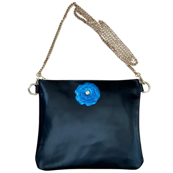 Italian Leather Flower Crossbody Bag - 131