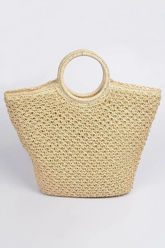 Ivory Straw Cross Basket Bag