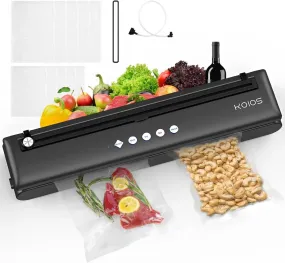 KOIOS Vacuum Automatic Food Sealer with Cutter, Dry & Moist Modes, Compact Design with 10 Sealing Bags & Air Suction Hose