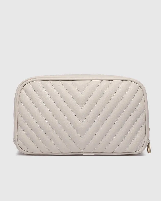 Lacey Quilted Makeup Bag Vanilla