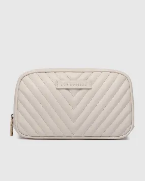 Lacey Quilted Makeup Bag Vanilla