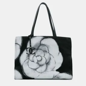 Large Camellia Printed Canvas Shopper Tote