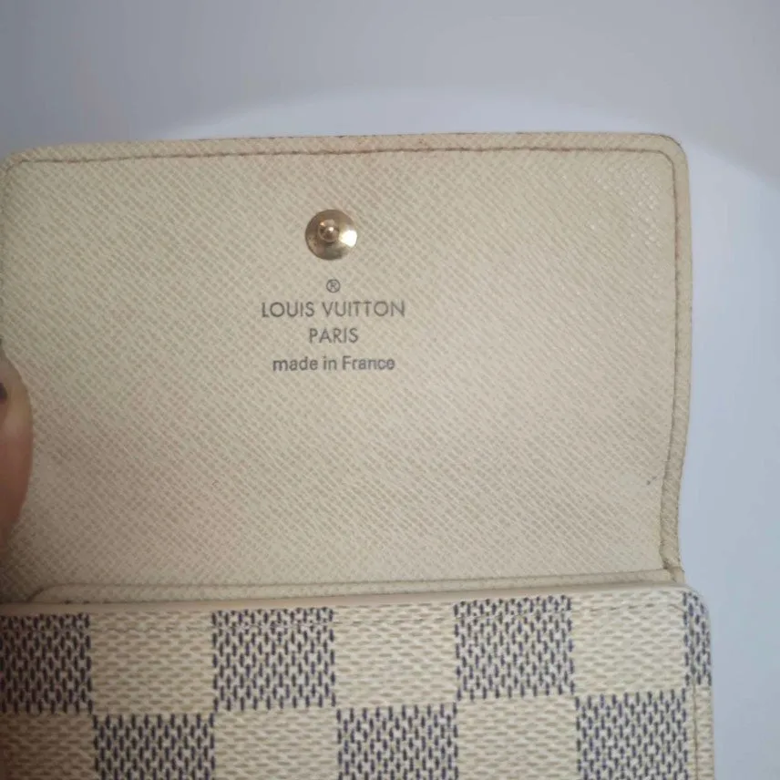 Louis Vuitton Damier Azur Compact Wallet Beige Checkered Pattern