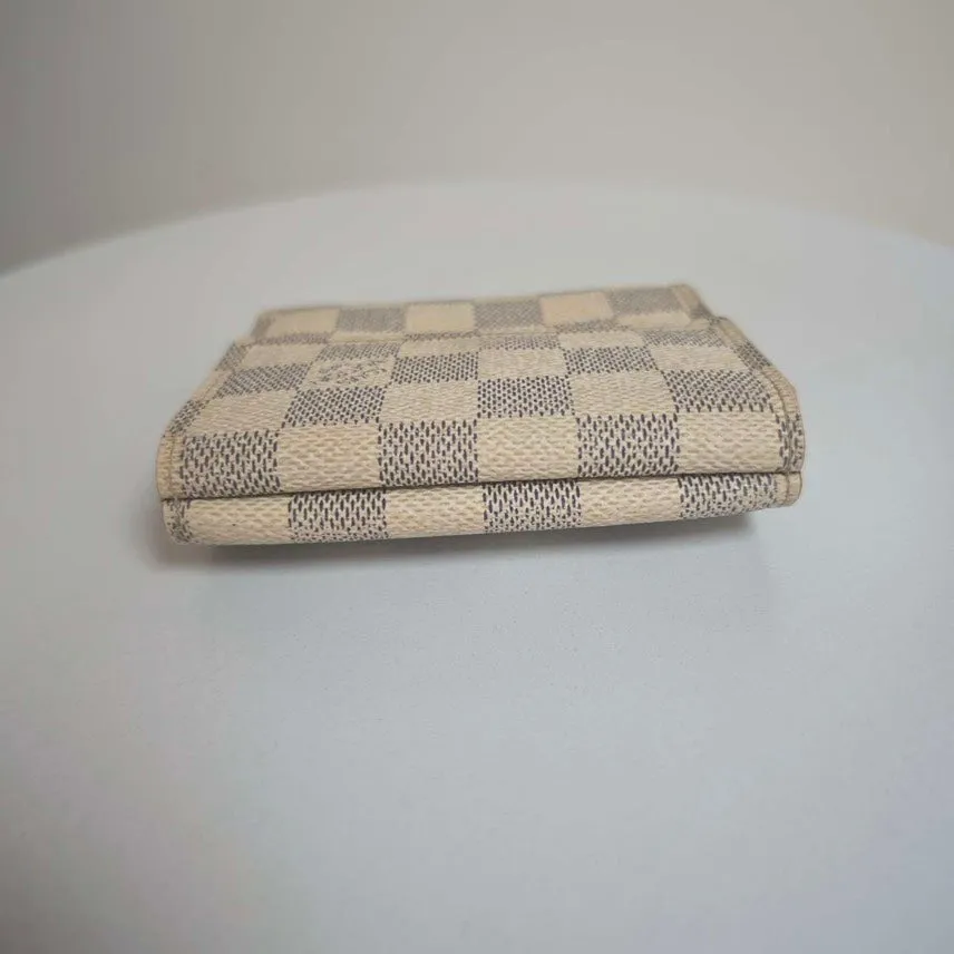 Louis Vuitton Damier Azur Compact Wallet Beige Checkered Pattern