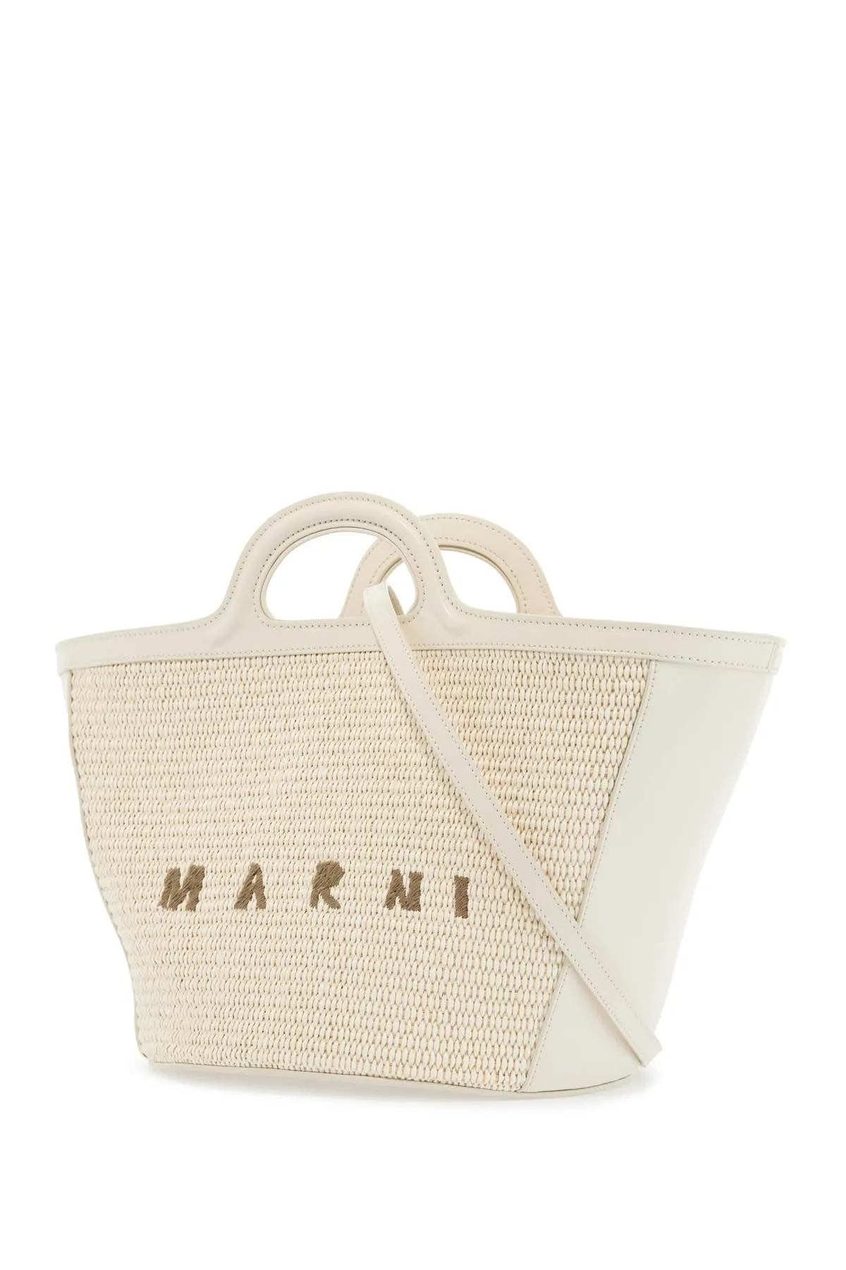 Marni Beige Cotton And Nylon Handbag With Woven Design