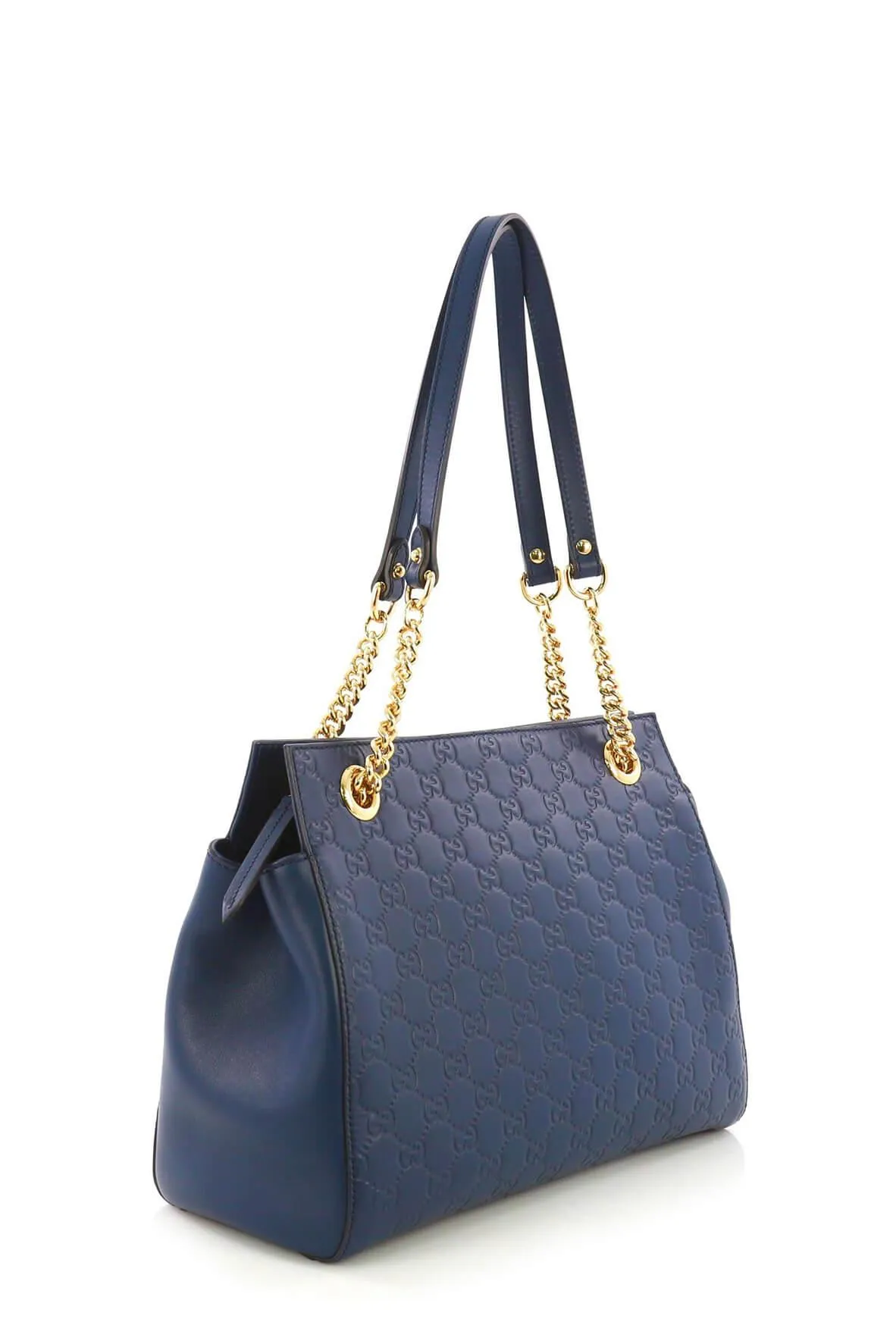 Medium Guccissima Soft Signature Bag Navy