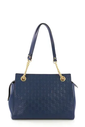 Medium Guccissima Soft Signature Bag Navy