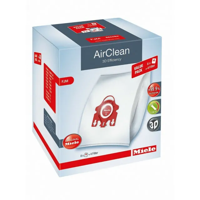 Miele XL-Pack AirClean 3D Efficiency FJM Dust Bags (8 Bags   4 Filters)