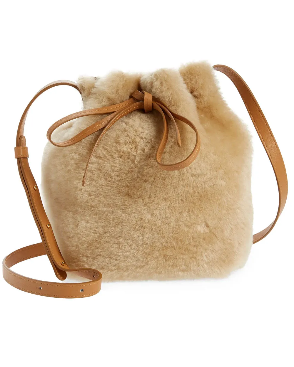 Mini Bucket Bag in Caramel Natural Shearling