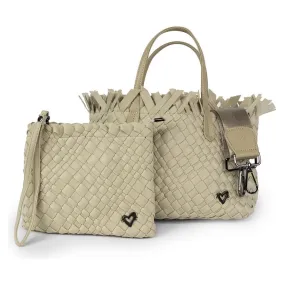 NEW: Taunton Small Woven Tote (Fringed Top) - Khaki