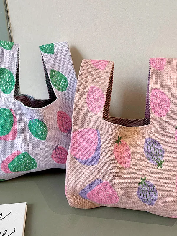 Printed Woven Handbag Handbags