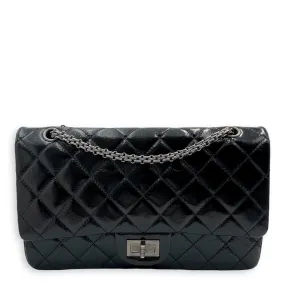 Quilted Reissue Flap 31x20x9cm Black Shoulder Bag in Patent Leather, Ruthenium-finish Brass hardware