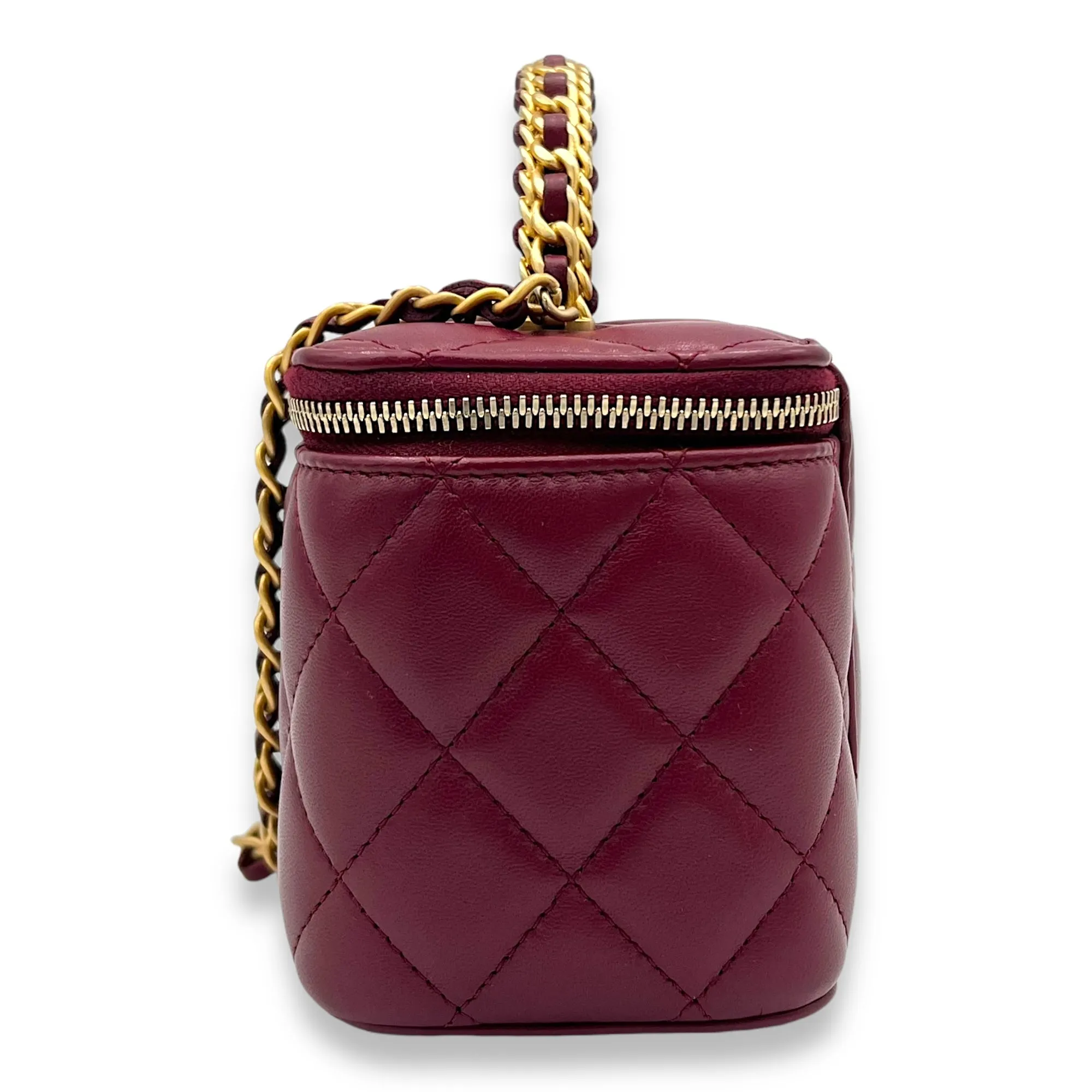 Quilted Vanity Bag Red in Lambskin, Gold hardware