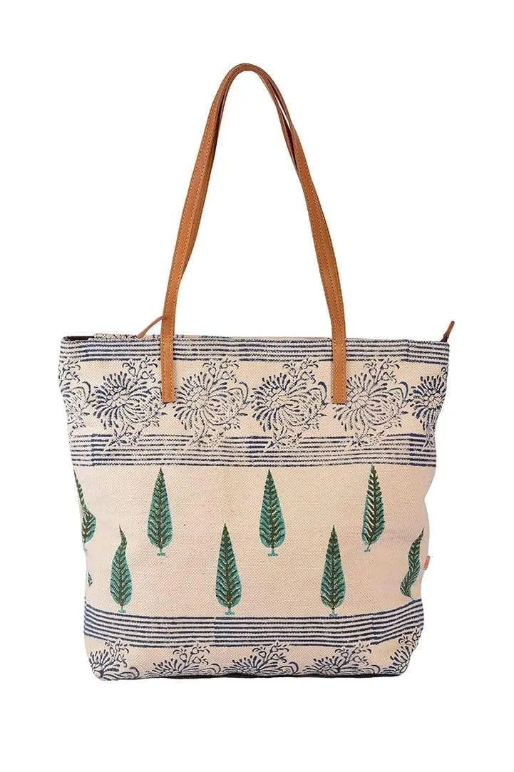 ZOIC - BLOCK PRINTED TOTE   BAG